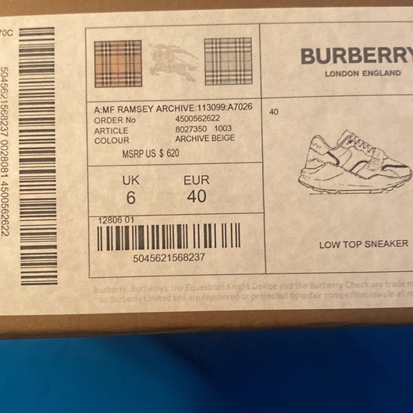 Burberry Nylon, Suede and Vintage Check Sneakers - Picture 7 of 7
